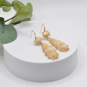 Two Link Epoxy Marble Feeling Frame Dangle Earrings